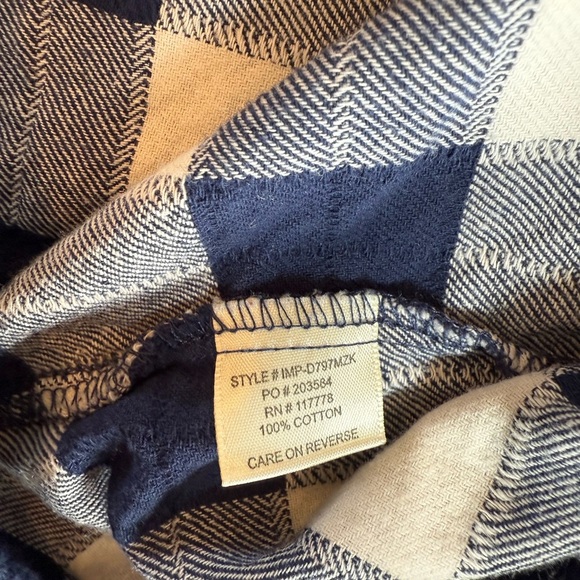 Lovestitch SMALL Blue and Cream Checkered Flannel Long Sleeve Button Up Shirt - Picture 8 of 8